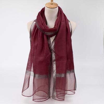 China Fashion factory wholesale solid color scarf for women summer sunscreen shawl light silk scarf for sale