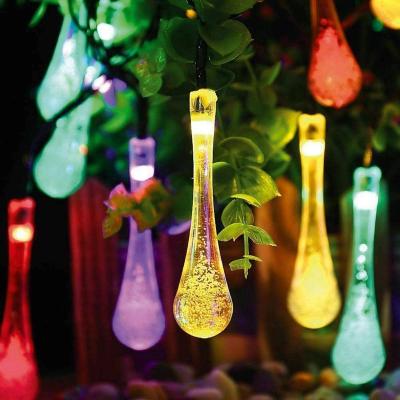 China Solar String Light Outdoor Fairy Christmas Party Solar Holiday Garden LED String Lights 30 LED Water Drop Shape Light for sale