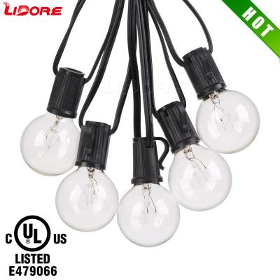 China Outdoor Indoor Decoration UL Certificated 25FT String Light G40 Outdoor Edison Vintage Bulb E12 25 Sockets String Light For Holiday Christmas Decoration for sale