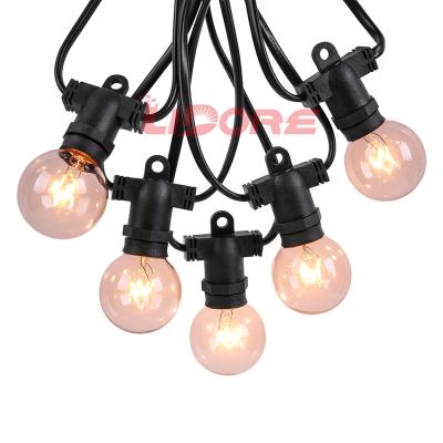 China NEW 220V 25ft E14 G40 Incandescent Fashion Globe Light Bulbs Black Patio String Lights for sale