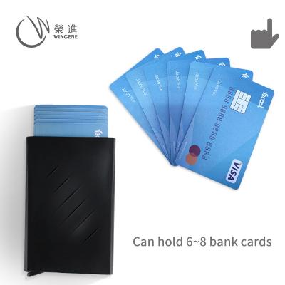 China Fashion factory direct supply automatic pop up card holder bank business storage silicone aluminum alloy pocket card cover for sale