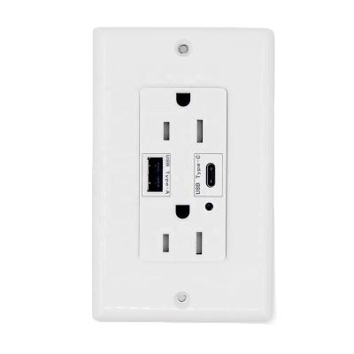 China A/C 2 Port USB Charger Tamper TR USB Receptacle USB Outlet 15A 125V 4.2A Heavy Duty Residential / General Purpose Type UL Approved Sockets for sale