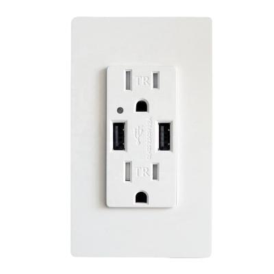 China Residential / General Purpose USB Receptacle 15A 125V USB Outlet 3.6A Duplex Type One Port USB Charger Receptacle, USB Plug, UL Approved for sale