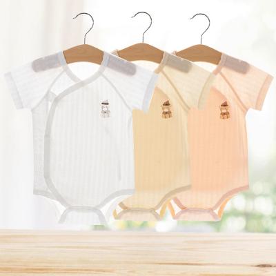 China 2022 New Summer Baby Sleeeves Breathable Triangle Romper Short Sleeve Sheer Cotton Romper for sale