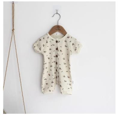 China Formal 100% Knitted Cotton Baby Boy Onesie Baby Boy Romper Solid Color Summer Short Children's Clothing Sleeeves for sale