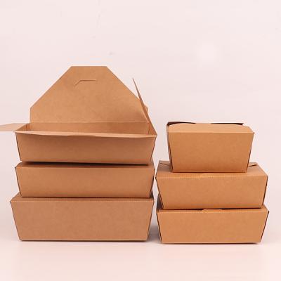 China Disposable Eco Friendly Food Storage Container Takeaway Lunch Bento Salad Foldable Sushi Tray Packaging Box Kraft paper for sale