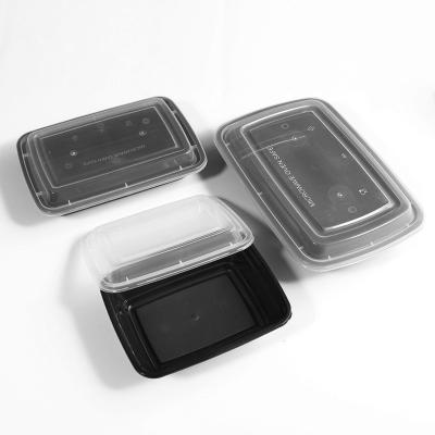 China Microwavable Manufacturer Black Rectangular Plastic Lunch Boxes Disposable Plastic Takeout Food Containers for sale