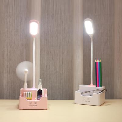 China Warm Modern Flexible USB LED Table Study Desk Lamp USB Rechargeable Reading Light with Pen Holder for sale