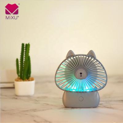 China 2021 Novelty Lower Noise Design Adjustable Speed ​​Student Desk Rabbit Bear Portable USB Mini Fan With Light for sale