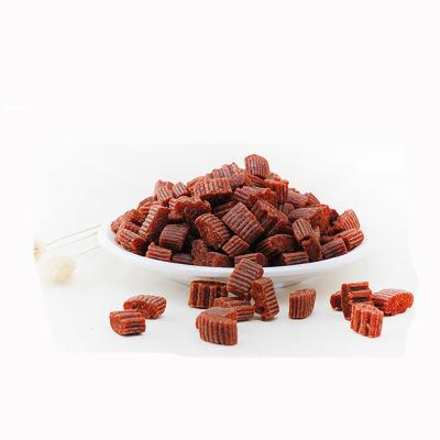 China Stocked dog snack beef pellets in dog teddy golden retriever bag beef segments for sale