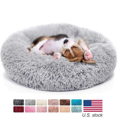 China Breathable Soothing Dog Bed And Comfortable Cat Bed Warm Soft Plush Dog Bed For Sleeping Winter Pet Supplies for sale