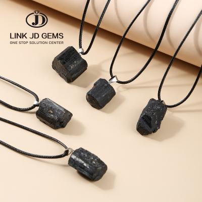 China Crystal Energy Healing Stone Men's Women's Necklace CLASSIC Homemade Black Tourmaline Stone Brand Specimen Pendant for sale