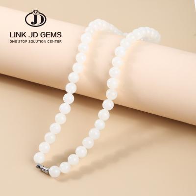 China JD CLASSIC White Charm 9-10mm Natural Jade Fashion Fine Jewelry Hetian Luxury Jade Beaded Necklaces For Women Jewelry for sale