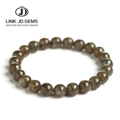 China Natural Wholesale Handmade Jewelry Mateiral High Quality Round Loose Beads Natural Women Mwen ElasticvBracelet Smooth Gemstone Spetrolite Beads for sale