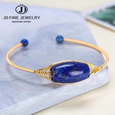 China Large FASHIONABLE Gold Plated Lapis Lazuli Bangle Bracelet Charm Woman For Women Jewelry Women's Bracelets & Bangles for sale