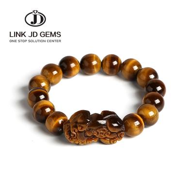 China Feng Shui Dragon Bead Tiger Men's Women's Eye Bracelet 12Mm Pixiu Natural Men's Trendy Mix Stone Beaded Bracelet for sale