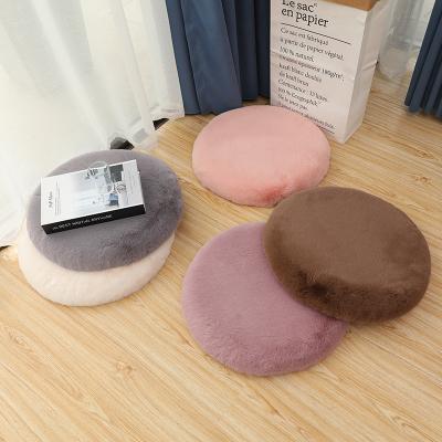 China Wholesale PORTABLE Restaurant Home Wholesale PORTABLE Soft Non-slip Sofa Seat Round Rabbit Fur Cushion Textile Floor Cushion for sale