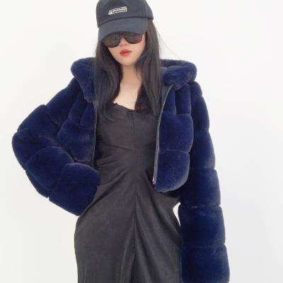 China 2022 Hot Sale Women Factory Anti-wrinkle faux fur coat with fur jacket crop winter hooded fur coat for women for sale