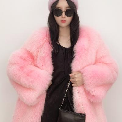 China Winter Breathable Loose Wholesale Rose Fur Coats Ladies Long Real Fur Jacket for sale