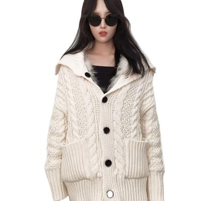 China Breathable Women Autumn Winter Double Sided Single Breasted Thick Cardigan Sweater Sweater With Big Lapel for sale