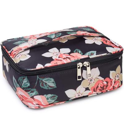 China Private Label Fashion Custom Floral Print Custom Reusable Travel Cosmetic Bags Or Pouches for sale