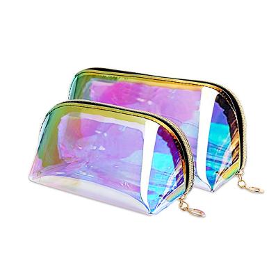 China Fashion 2pcs Makeup Bags Travel Lridescent Cosmetic Bag Waterproof Portable Handbag for sale