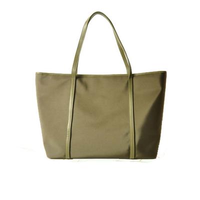 China Polyester Microfiber Green Handled Tote Handbag For Lady Shopping Bag for sale