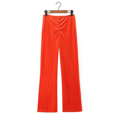 China Elastic Waist Women's Breathable Fashion Orange Color Casual Rocket Pants And Trousers for sale