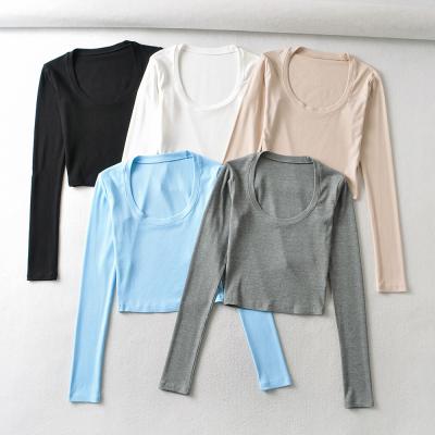 China Breathable 5 Long Sleeve Bodycon Design Colorway Women Fashion Casual T-Shirt for sale