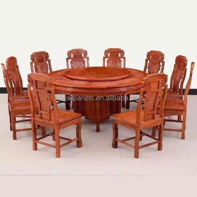 China Household Chinese Style Antique Round Shape And Rotating Rosewood Dining Table With Chairs for sale