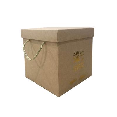 China Wholesale Fashion Cube Shape Eco Friendly Cardboard Card Box With Cotton Rope Handle for sale