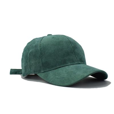 China COMMON Hot Sale 6 Panel White Corduroy Soft Top Baseball Cap Green Gorras Corduroy Custom Embroidered Logo Dad Hat for sale