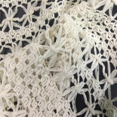 China Fashion anti-static design pattern crochet cotton embroidery fabric cotton floral mesh fabric for garment for sale