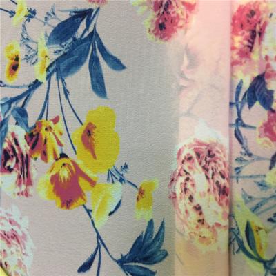 China Tear-resistant high quality 75d flower printed floral printed 100% polyester chiffon fabric for garment for sale