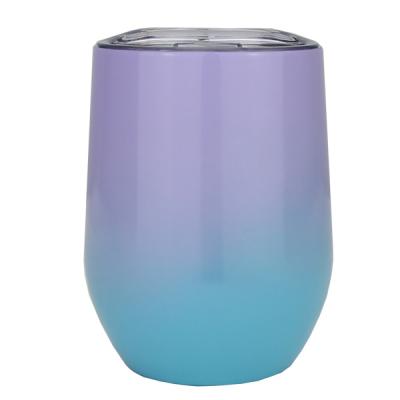 China Gradient Ramp Paint Amazon Best Seller Disposable Wall Tumbler 12 oz Stainless Steel Double Sip Cup Vacuum Insulated Wine Sips Tumbler for sale