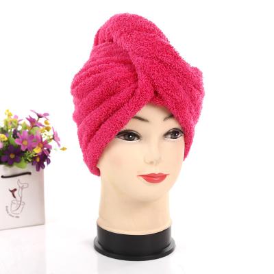 China Low MOQ Custom Compressed Color Hair Towel Quick Drying Hair Solid Color Towel For Girls for sale