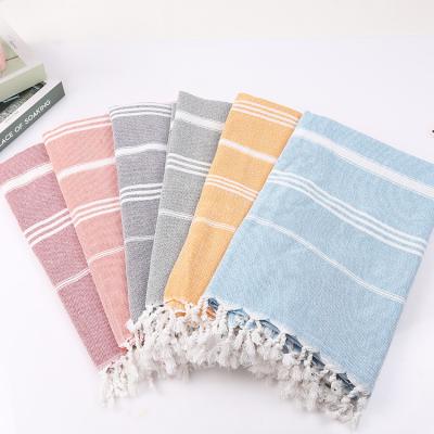 China Factory Wholesale 100*180cm Rectangle 350gsm Compressed Multicolor Cotton Turkish Beach Towel for sale