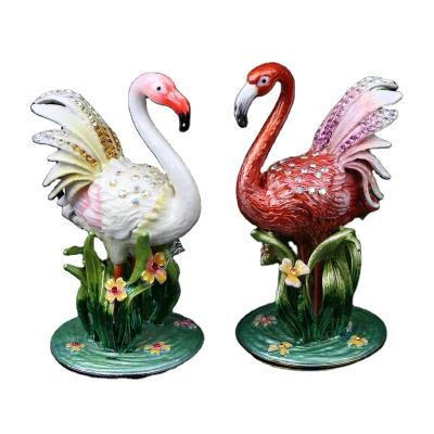 China China YI SHANG BAO Handmade Flamingo Exquisite Flamingo Jewelry Box Home Jewelry Box Collectable Decoration for sale