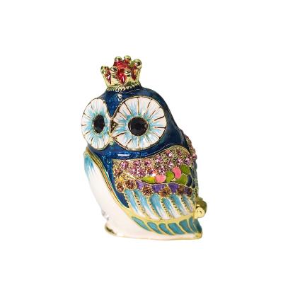 China China YI SHANG BAO China Style Jewelry Box Luxury Crown Owl Jewelry Box Exquisitely Produced Jewelry Box for sale