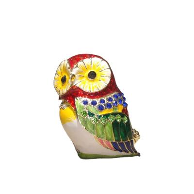 China China YI SHANG BAO Large Owl Jewelry Box Watched Jewelry Box Enamel Alloy Craft Gift Exquisite Home Furnishing Small for sale