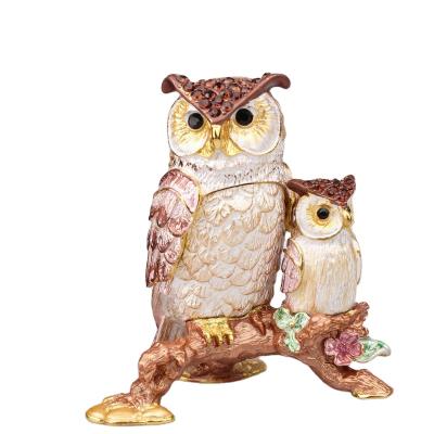 China China YI SHANG BAO Mother and Child Owl Jewelry Box Jewelry Box Decoration Southeast Asian Style Owl Jewelry Box for sale