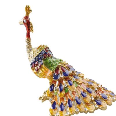 China China YI SHANG BAO Creative enamel crafts personality triangle peacock ornaments desktop exquisite jewelry box for sale