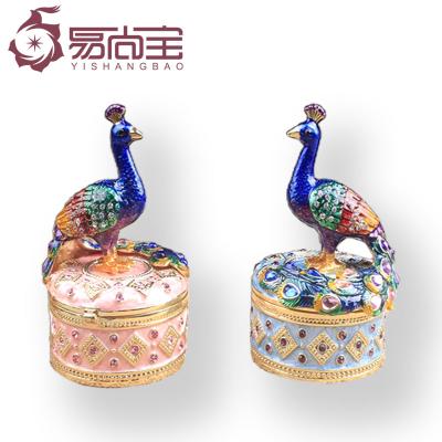 China Handmade cute animal exquisite jewelry box China YI shang bao bao peacock peacock collectible ornaments for sale