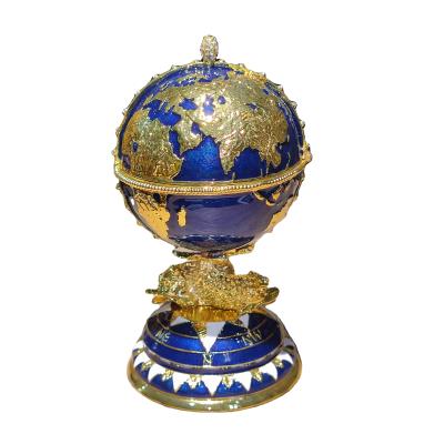 China China YI SHANG BAO Enamel Art Globe Jewelry Box Exquisite Jewelry Fashion Packaging Jewelry Box for sale