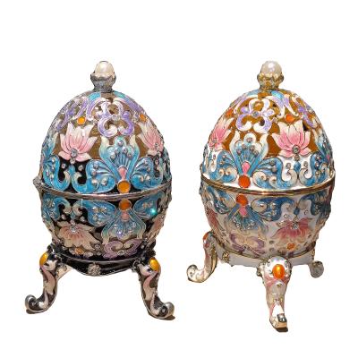 China China YI SHANG BAO Exquisite Large Luxury Handmade Enamel Jewelry Box Hollow Jewelry Egg Jewelry Box for sale