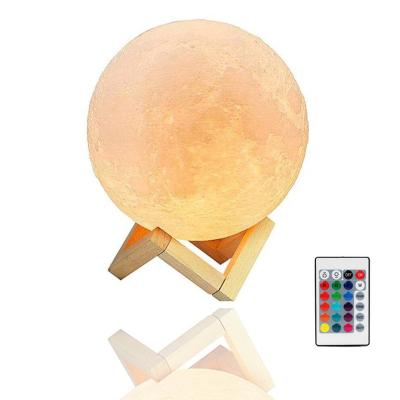 China Mordern Modern3D Printing Lamp Smart Remote Control Color Table Lamps Gift Touch Indoor Lunar 15cm Led Changing Light for sale