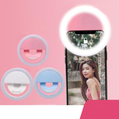 China Photogrphy Drop Shipping Customized Logo Rechargeable LED Ring Fill Lights Selfie Lamp For Mobile Phone for sale