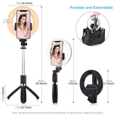 China Adjustable Glow Portable Flexible Stick Led Tripod Stand Gimbal Stabilizer Rechargeable Remote Control Selfie Ring Light Mobile Makeup for sale