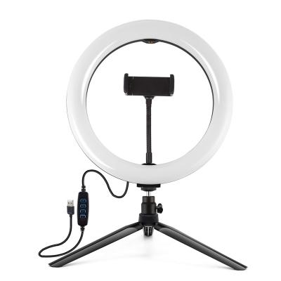 China Adjustable Flash Led Tripod Stand 10 Inch Professional Live Stream Photographic Lighting Phone Desktop Ring Light Stand for sale