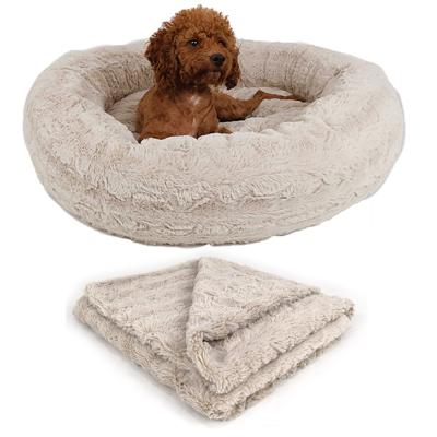 China Custom Qute Travel Pet Supplies Velvet Self Warmer Around Deluxe Donut Cat Dog Cuddler Bed with Covers for sale